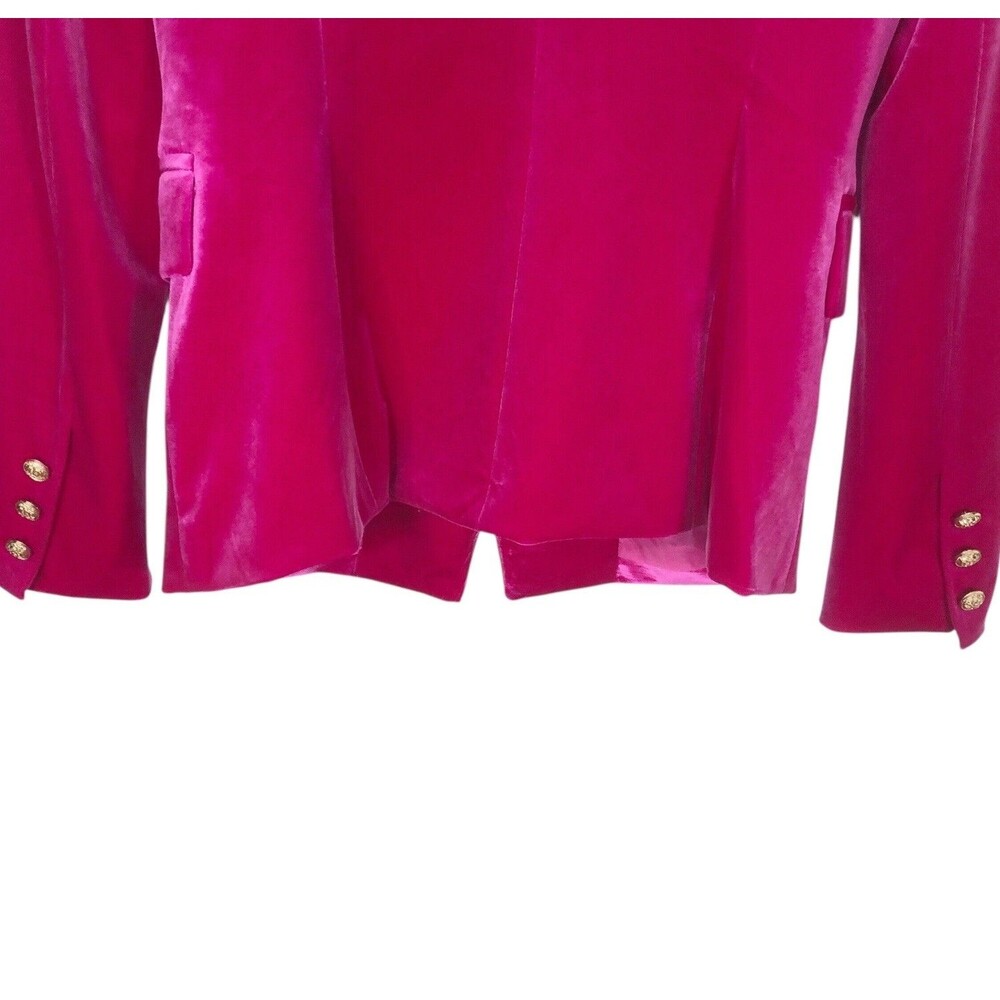 CHOKLATE Paris Pink Velvet Blazer Gold Buttons 36 Small Double Breasted - Picture 9 of 12